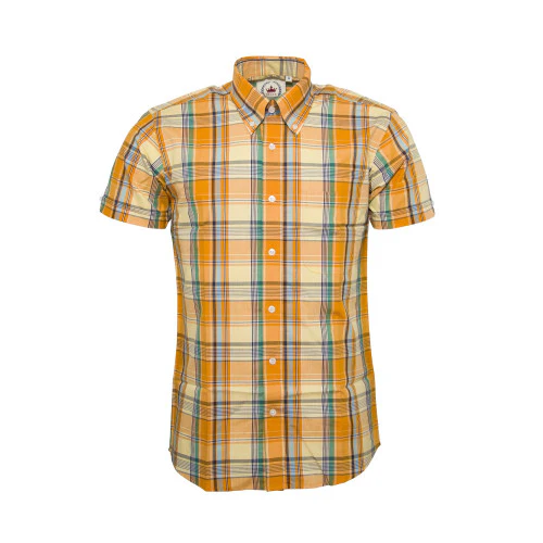 Relco Mens Orange Check Short Sleeved Limited Edition Button Down Shirts - immagine 2