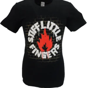 Mens Black Official Stiff Little Fingers T Shirts Wall T Shirt