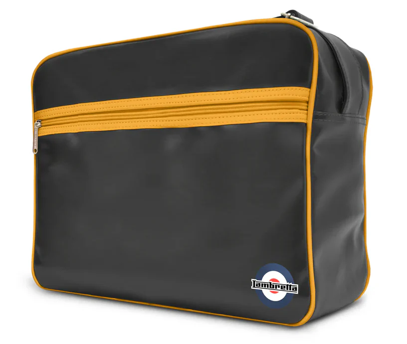 Lambretta Classic Retro Black Mustard Messenger/Flight Bag