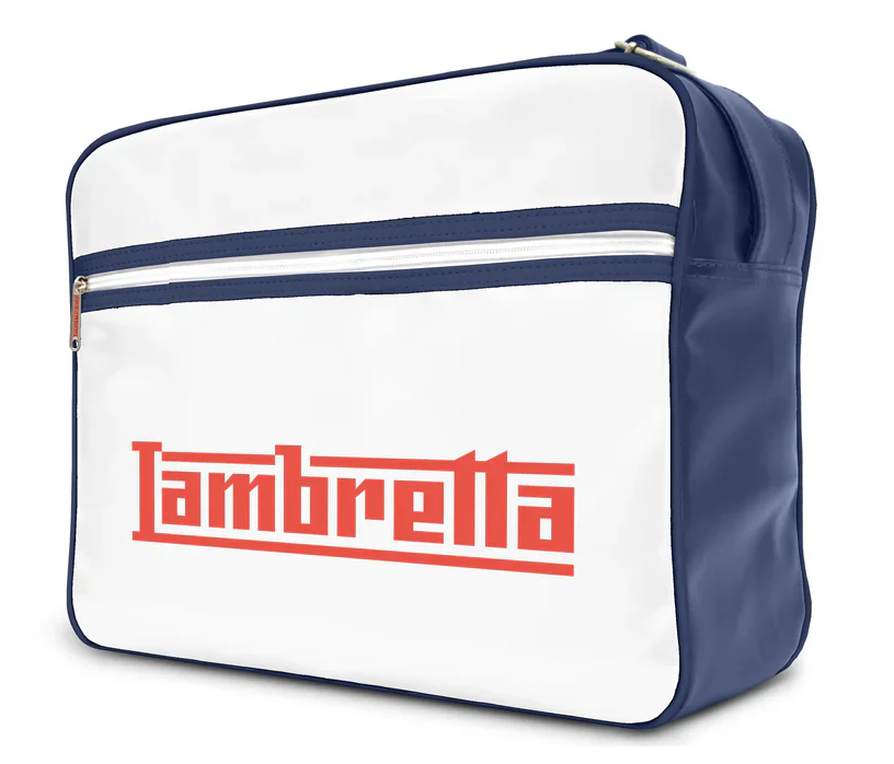 Lambretta Classic Retro Logo White/Navy Messenger/Flight Bag - immagine 2