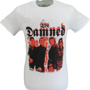 Mens White Official The Damned Repeat Logo Photo T Shirt