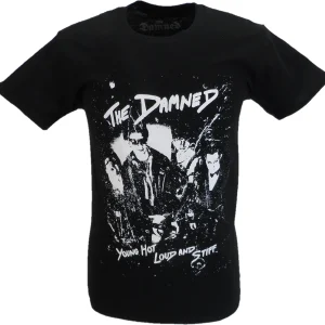 Mens Black Official The Damned Young Hot Loud & Stiff T Shirt