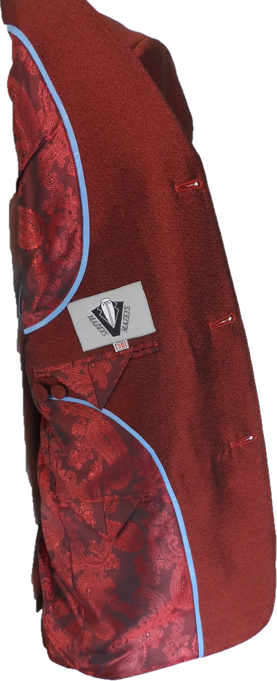 Mazeys Mens Tonic Burgundy Suit Jacket - immagine 4