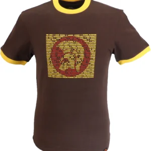 Trojan Mens Chocolate Brown Artist logo 100% Cotton Peach T-Shirt