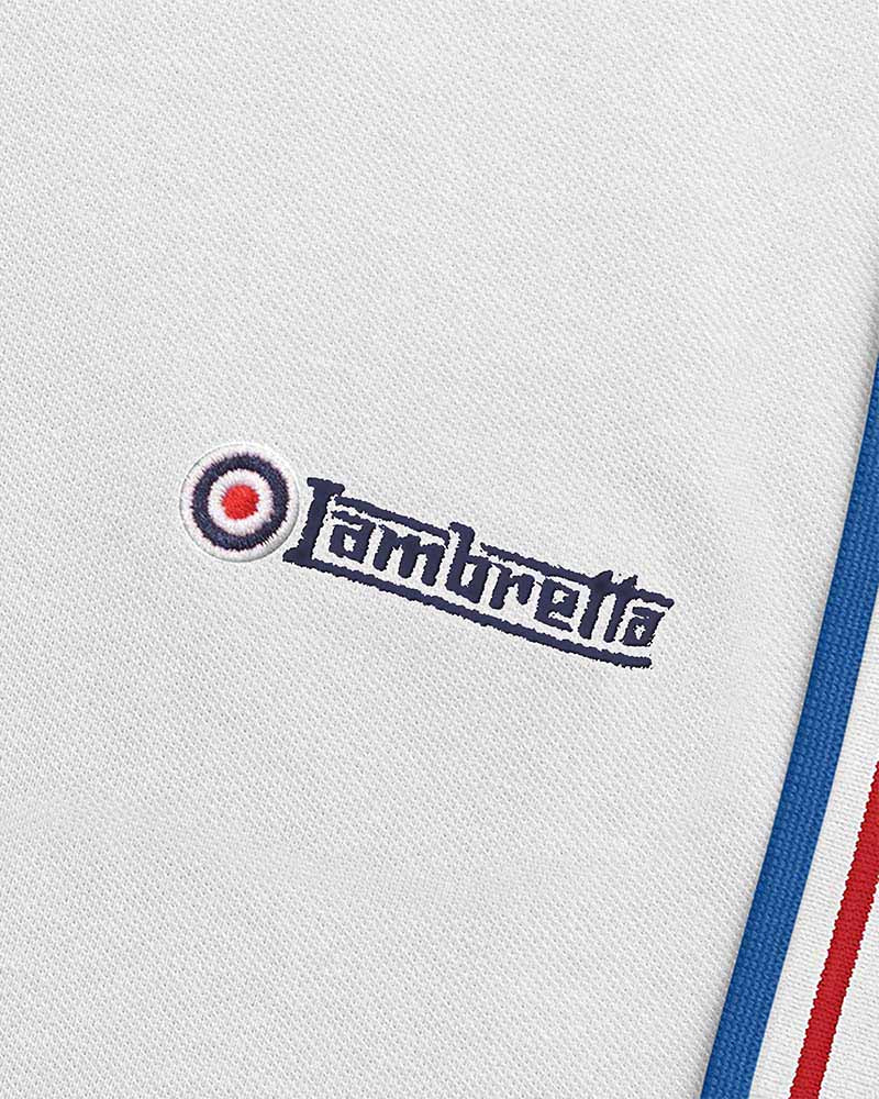 Lambretta White/Red/Blue Retro Target Logo 100% Cotton Polo Shirts - immagine 4