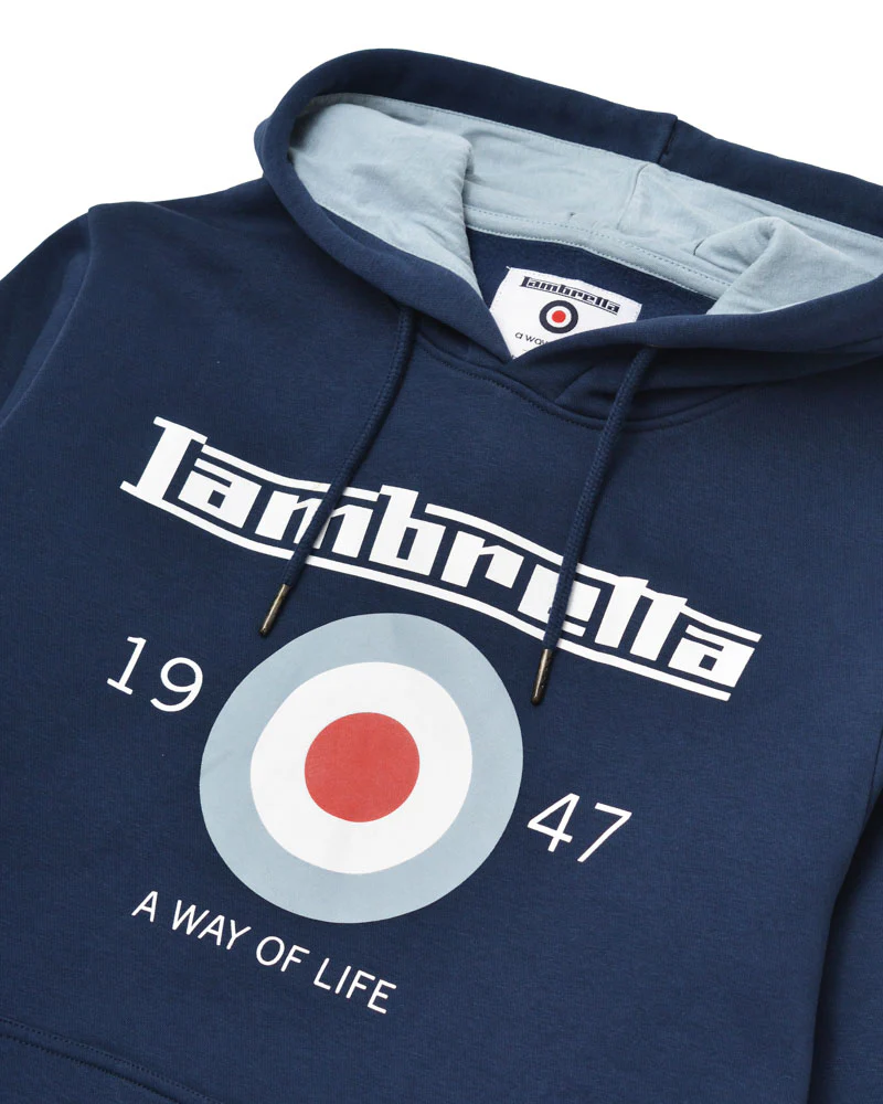Lambretta Mens Navy Blue Target Logo Hooded Top - immagine 4