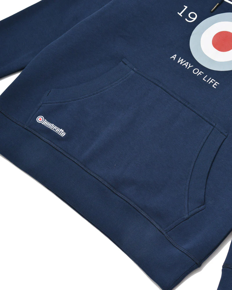 Lambretta Mens Navy Blue Target Logo Hooded Top - immagine 6