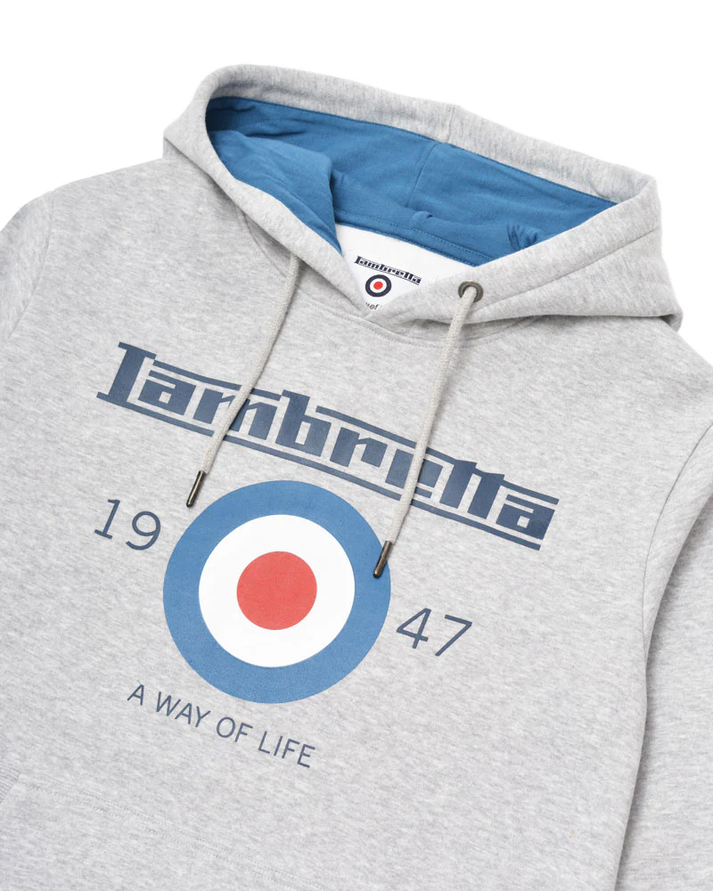 Lambretta Mens Grey Marl Target Logo Hooded Top - immagine 4