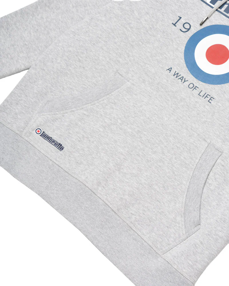 Lambretta Mens Grey Marl Target Logo Hooded Top - immagine 6