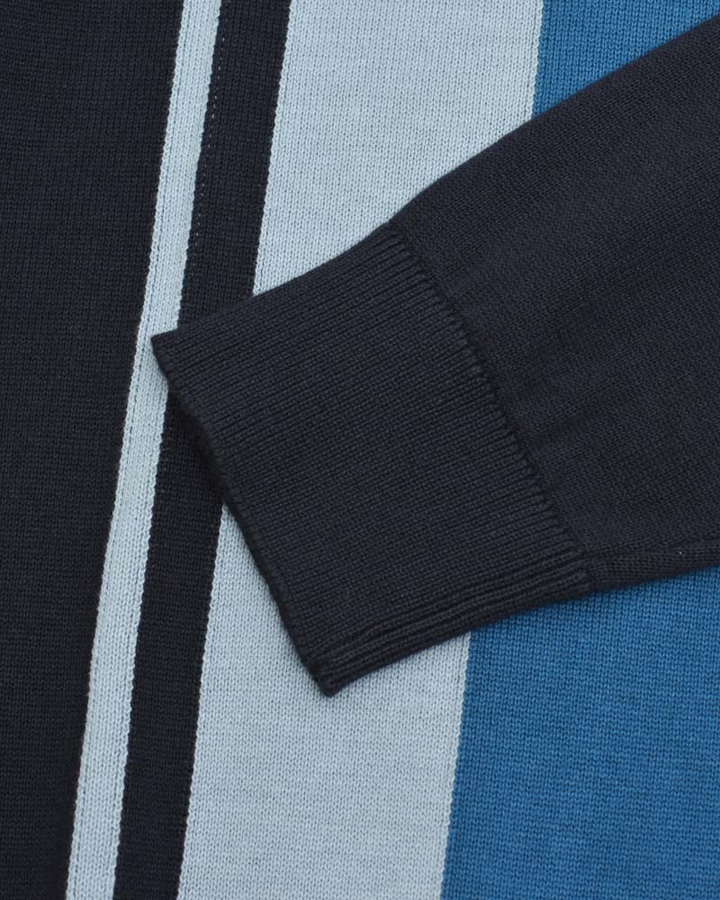 Lambretta Mens Navy Blue Striped Knitted Polo Shirt - immagine 6