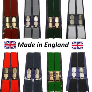 Mens 35mm 1 1/2 Inch Wide Plain Adjustable Elasticated Braces