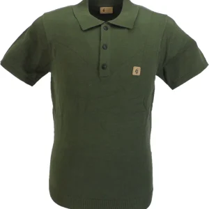 Gabicci Vintage Mens Olivio Green Jackson Knitted Polo Shirt