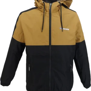 Lambretta Mens Black/Tobacco Brown Contrast Panel Hooded Jacket