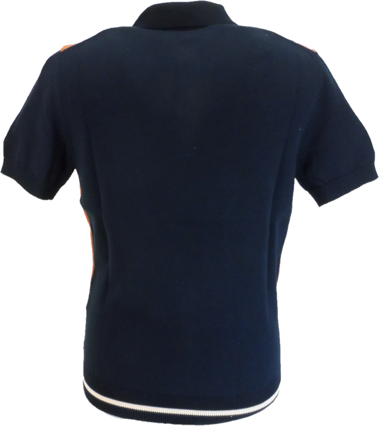 Ben Sherman Navy Blue Knitted Striped Mod Polo Shirt - immagine 3