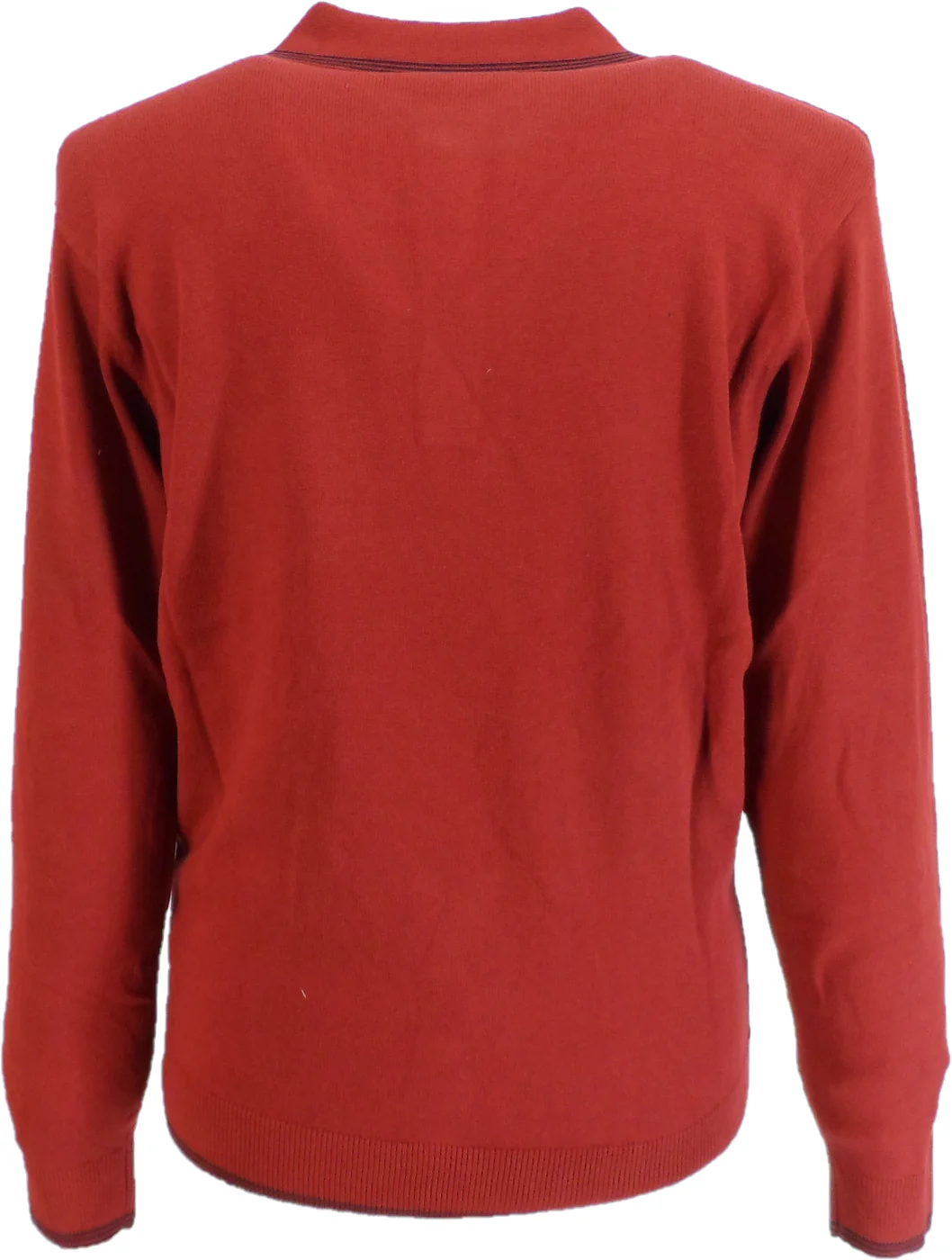 Gabicci Mens Rosso Red Geo Textured Retro Knitted Polo - immagine 3