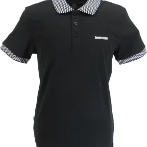 Lambretta Mens Black Checkerboard Collar Polo Shirts