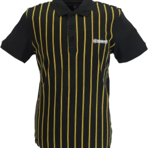 Lambretta Mens Black/Gold Pinstripe Polo Shirts