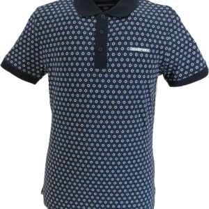 Lambretta Mens Navy All Over Target Polo Shirts