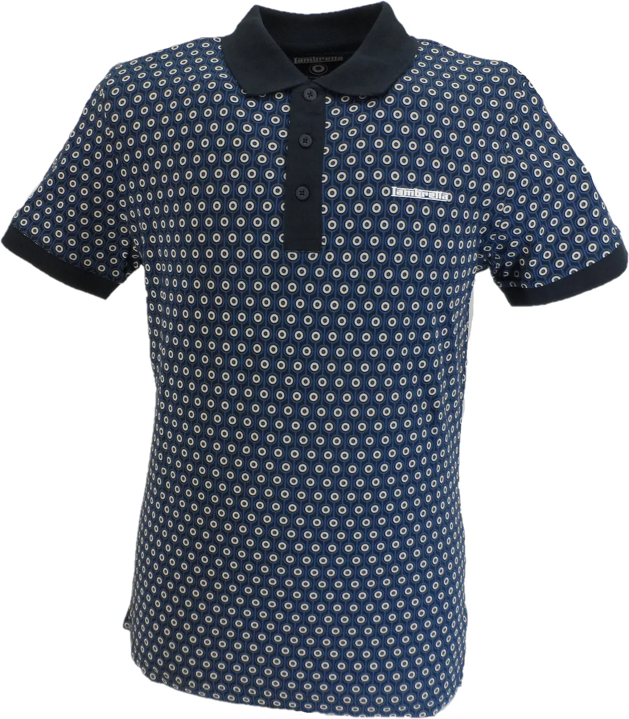 Lambretta Mens Navy All Over Target Polo Shirts - immagine 2