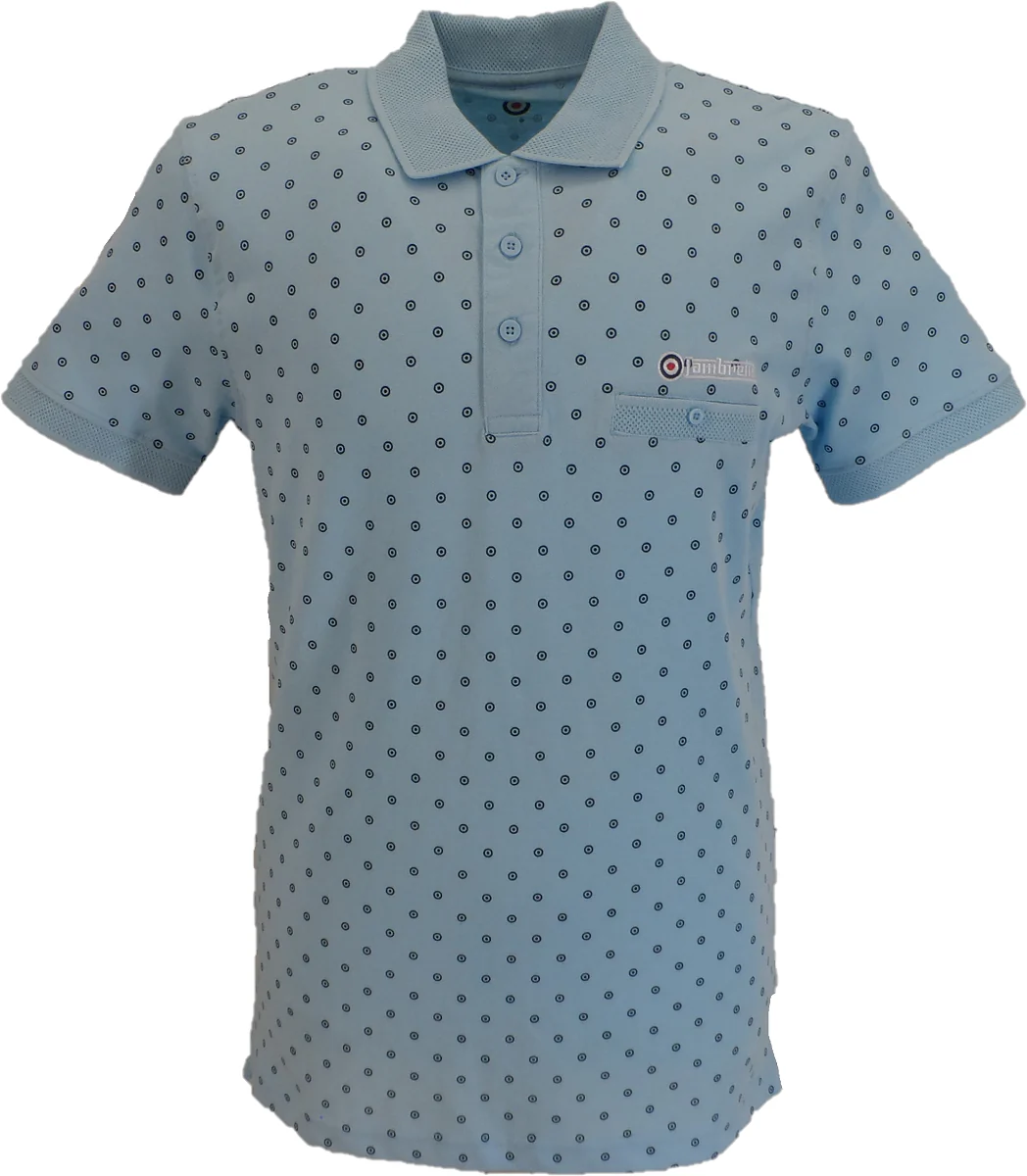 Lambretta Sky/Navy Target Print Cotton Polo Shirts - immagine 2