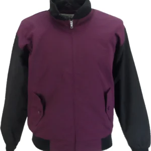 Relco Mens Burgundy & Black 60s 70s Retro Rockabilly Harrington Jackets