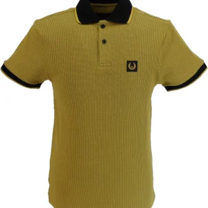 Ska & Soul Mens Mustard Yellow Waffle Knit Polo Shirt