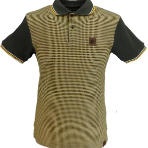 Trojan Mens Army Green Birdseye Panel Polo Shirt