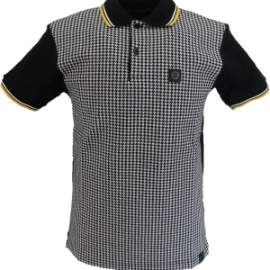 Trojan Mens Ecru Houndstooth Panel Polo Shirt