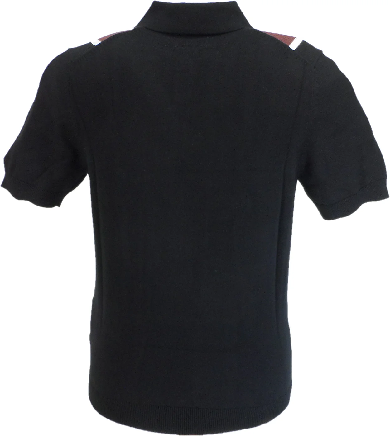 Ben Sherman Black Knitted Striped Mod Polo Shirt - immagine 3