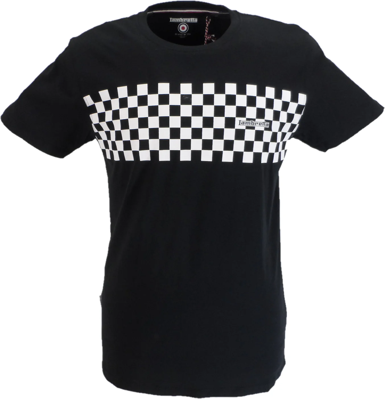 Lambretta Mens Black/White Two Tone Panel Retro T Shirt - immagine 2