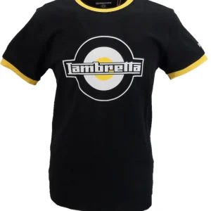 Lambretta Mens Black/Gold Target Logo Ringer T-Shirt