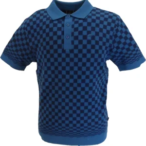 Merc Mens Petrol Blue Ambrose Knitted Polo Shirts
