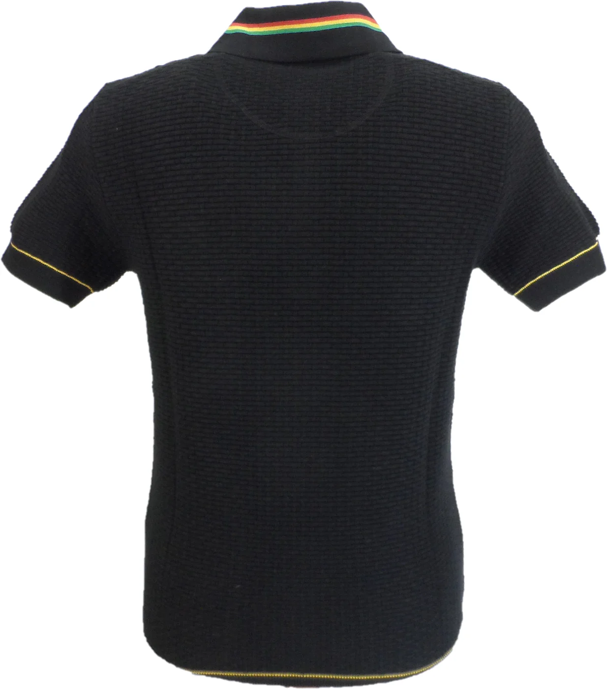 Trojan Mens Black Zip Basket Weave Zipped Knitted Polo Shirt - immagine 3