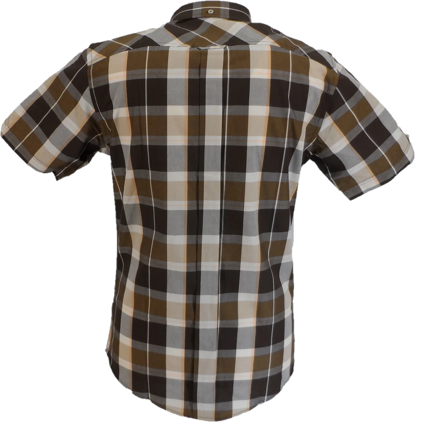 Ben Sherman Mens Dark Brown Checked Short Sleeved Shirt - immagine 4
