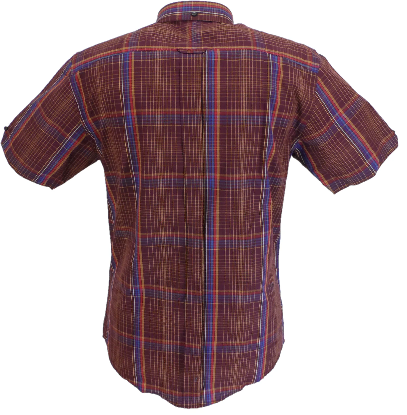 Ben Sherman Mens Dark Wine Checked Short Sleeved Shirt - immagine 4