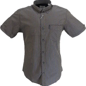 Ben Sherman Mens Bronze Gingham Checked Short Sleeved Shirt