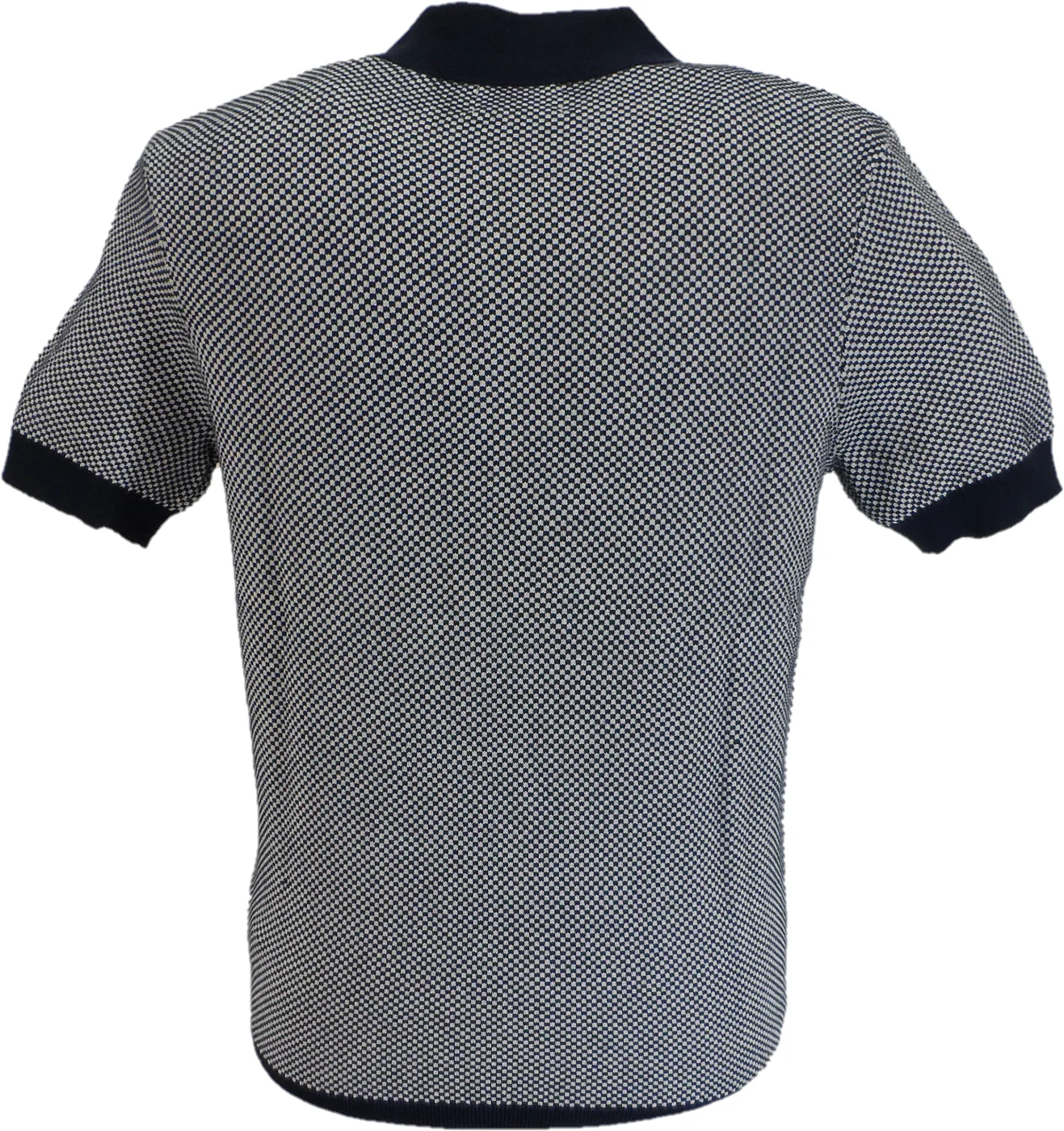 Ben Sherman Mens Navy Blue Knitted Textured Polo Shirt - immagine 3