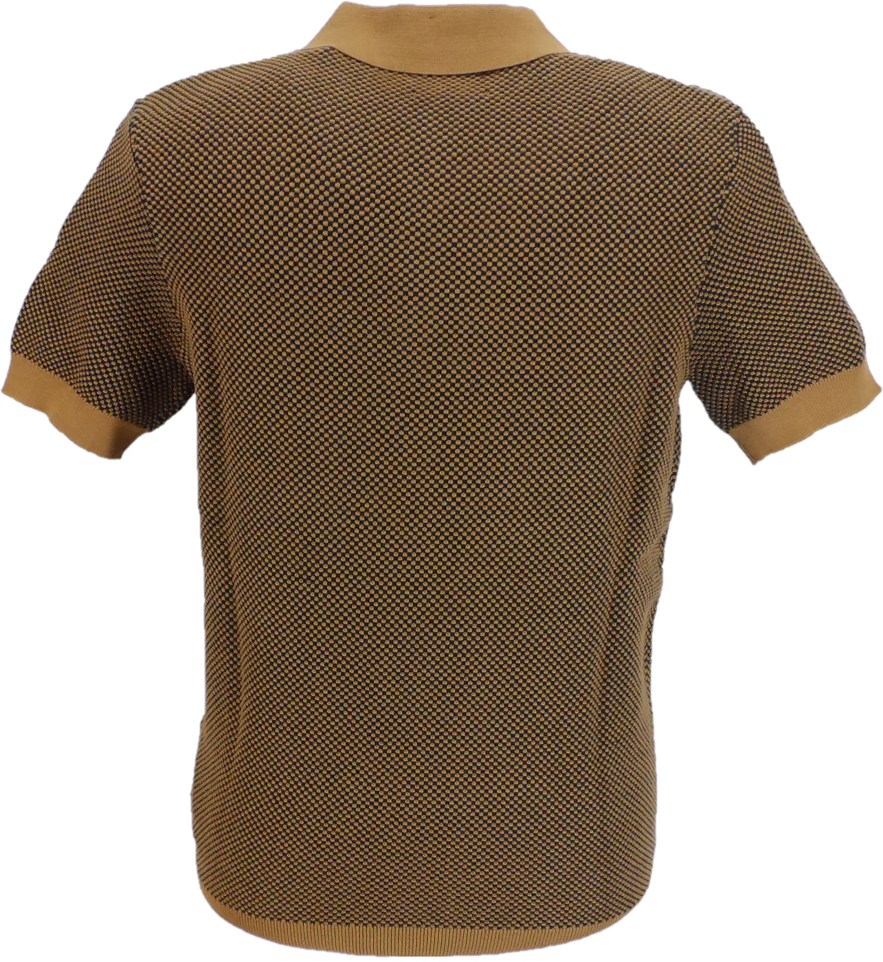 Ben Sherman Mens Camel Brown Knitted Textured Polo Shirt - immagine 3