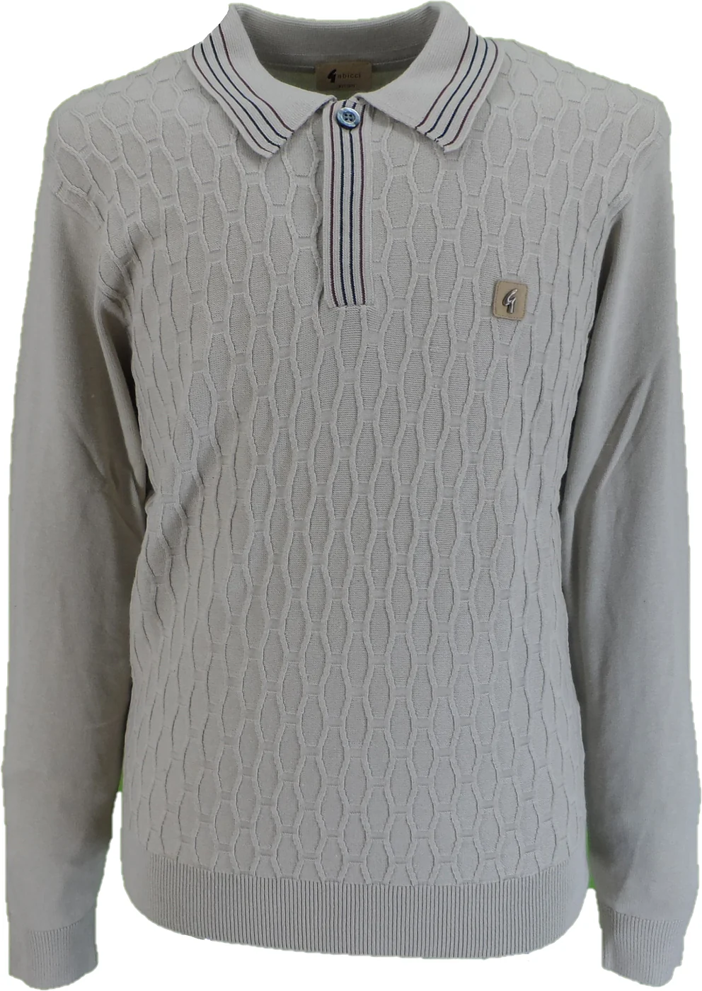 Gabicci Mens Linen Beige Textured Milton Retro Knitted Polo