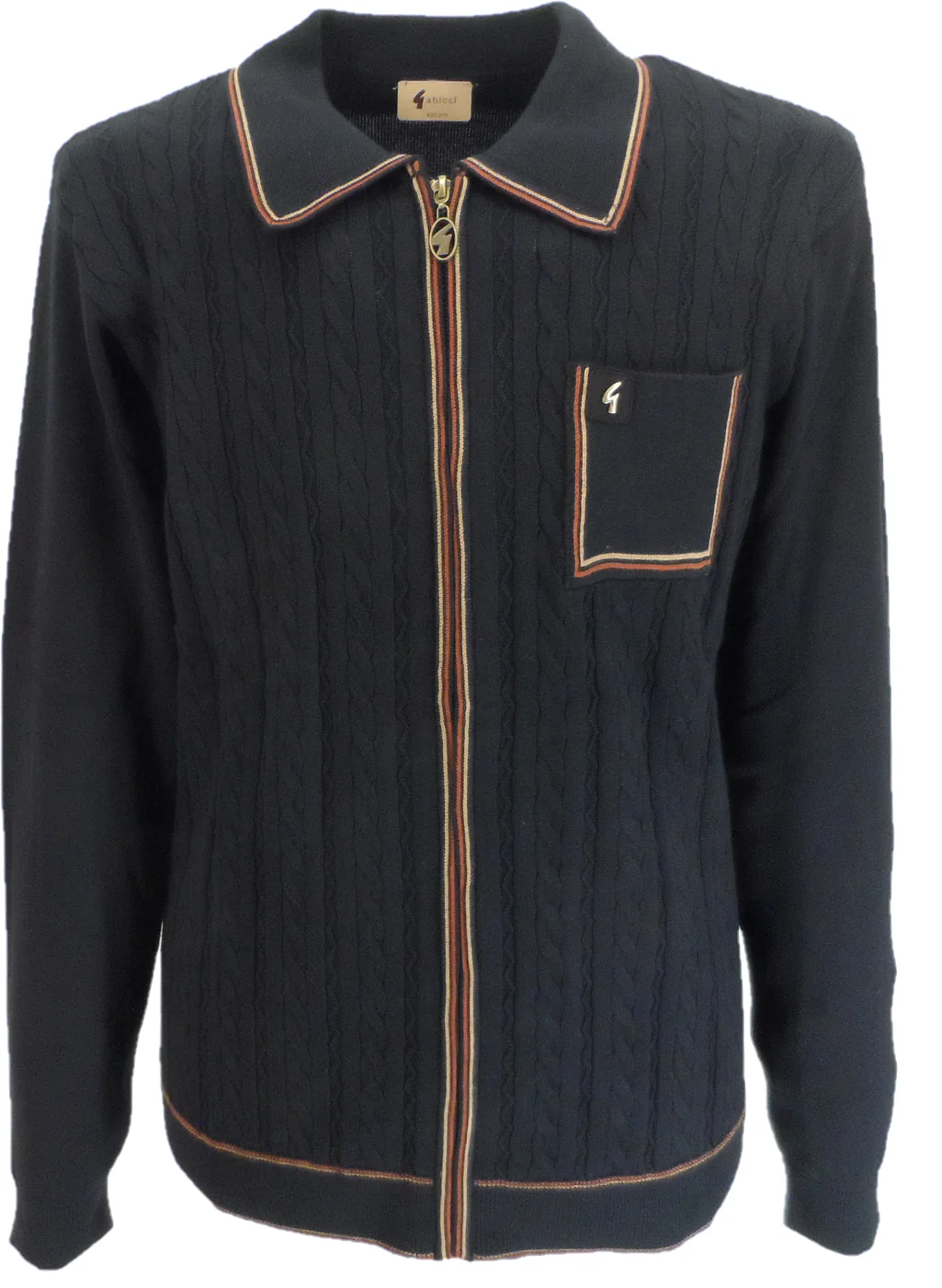 Gabicci Mens Black Laverne Textured Zip Up Retro Knitted Cardigan - immagine 2