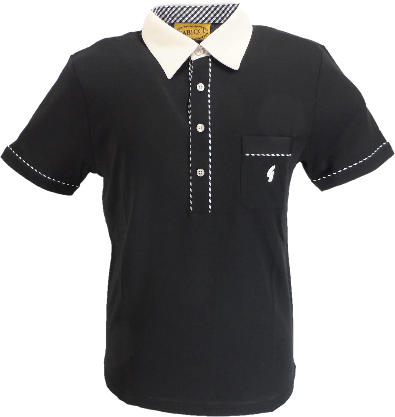 Gabicci Vintage Mens Archive Patrick Black 70s Mod Polo - immagine 2
