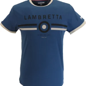Lambretta Mens Moonlit Ocean Blue Retro Target Ringer T-Shirt