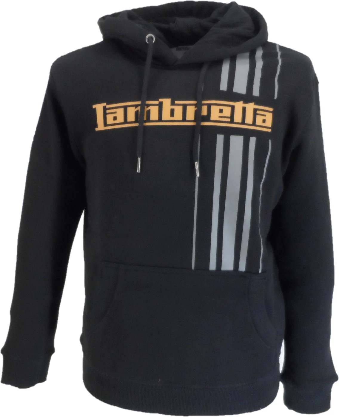 Lambretta Mens Black Stripe Logo Hooded Top - immagine 2