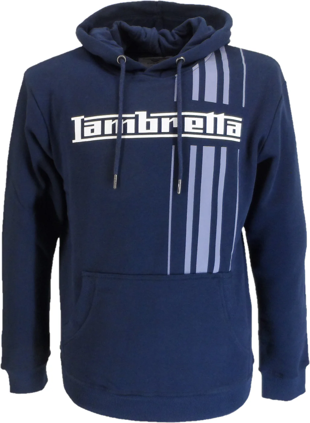 Lambretta Mens Navy Blue Stripe Logo Hooded Top - immagine 2