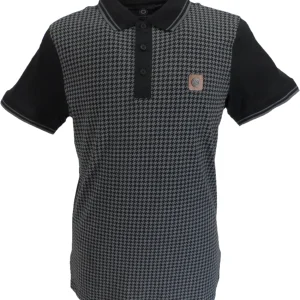 Lambretta Mens Black/Iron Houndstooth Polo Shirts