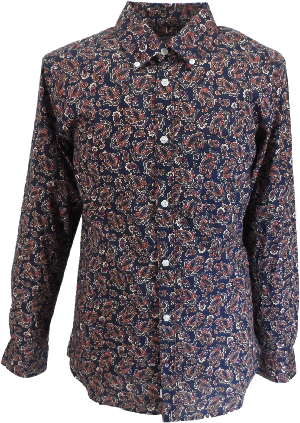 Lambretta Retro Button Down Navy Paisley Print Shirt - immagine 2