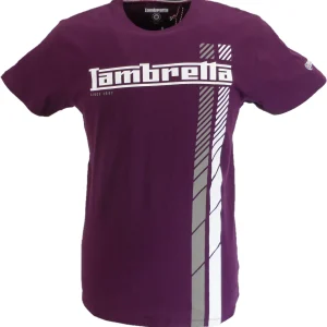 Lambretta Mens Winter Bloom Purple Fade Racing Stripe Retro T Shirt