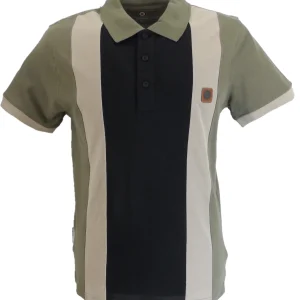 Lambretta Khaki Vintage Panel Polo Shirts