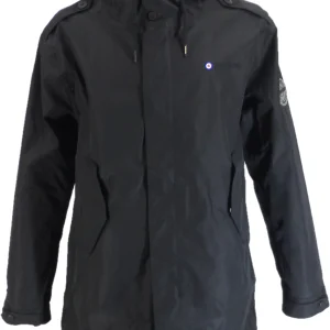 Lambretta Mens Black Retro Waterproof Fishtail Parka