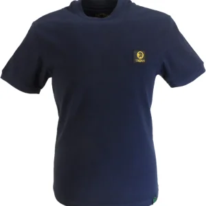 Trojan Mens Navy Blue Plain Badged tee 100% Cotton T-Shirt